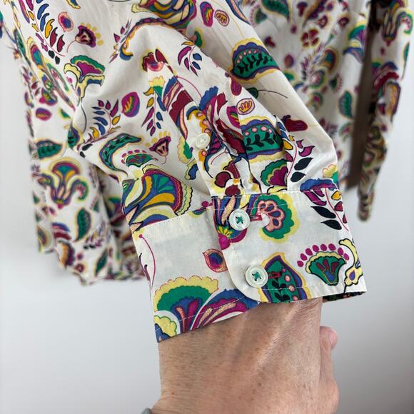 Talbots 3X 100% cotton Button Shirt Paisley multicolor office career - Picture 5 of 8